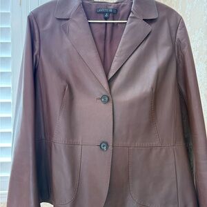 Lafayette 148 New York Chocolate Brown Leather Blazer
